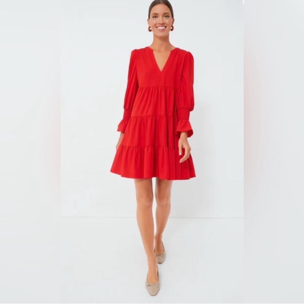 TUCKERNUCK POMANDER PLACE Red Crepe Kenzo Dress Large